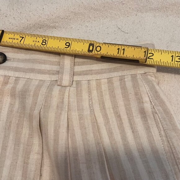 Rafaella Women's 4 Beige & White Striped Linen-Blend High-Waisted Shorts  Y2K - Picture 11 of 13